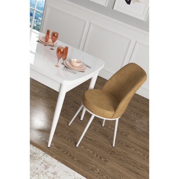 Zen Serisi Açılabilir Mdf Beyaz Mutfak Masa Takımı+6 Adet Sandalye (80 x 132 Cm)
