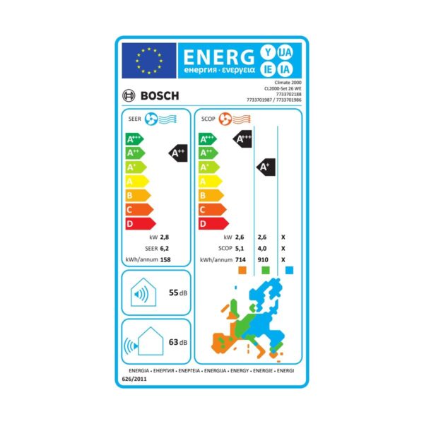 Bosch Climate CL2000U W 53 E A++ 18000 BTU Duvar Tipi Klima