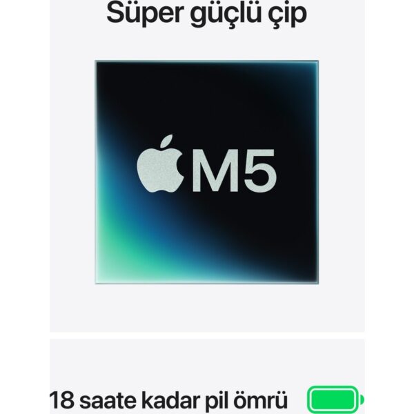 Apple MacBook Air M5 16GB 512GB SSD macOS 13″ Taşınabilir Bilgisayar Gece Yarısı MDHE4TU/A
