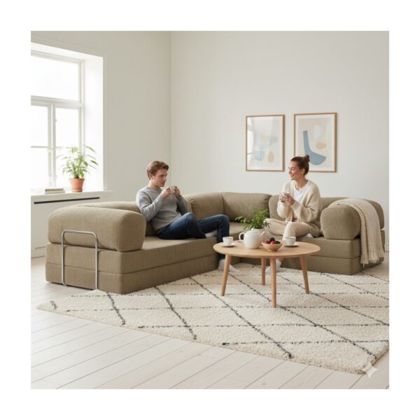 MONAMI Dechome 300X200 Teddy Serisi Köşe Kapali| Uzanma Modüler Koltuk | Yıkanabilir Corduroy Kumaş | Çok Fonksiyonlu Yer Yatağıyeny Fitilli
