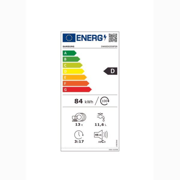 Samsung DW60DG550FSRTR 5 Programlı Bulaşık Makinesi, D Enerji Sınıfı