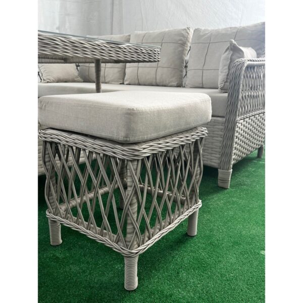 Petra Alüminyum Rattan 3+1+1+Masa(80*140)+2 Puf Bahçe Balkon Mobilyası,Krem