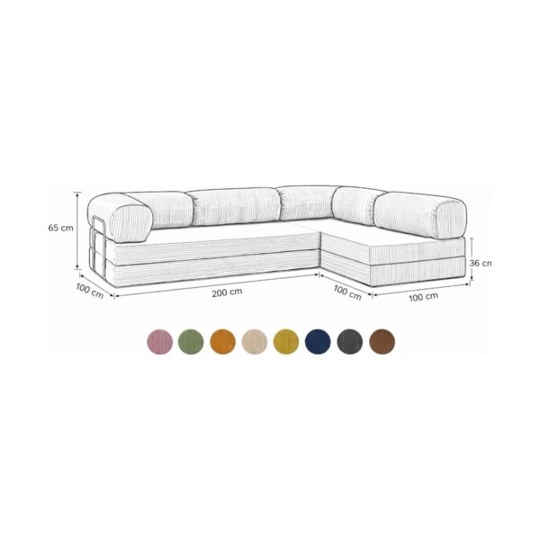 MONAMI Dechome 300X200 Teddy Serisi Köşe Açık Uzanma Modüler Koltuk | Yıkanabilir Corduroy Kumaş | Çok Fonksiyonlu Yer Yatağıyeny Fitilli Kadife | Köşe Koltuk | 160X160 Köşe Takımı | Modüler Köşe Takımı