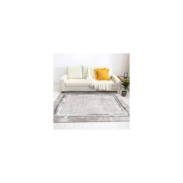 Trendy Pazars Dizayn Lareny Desenli Kadife Pamuk Tabanlı Yıkanabilen Kaydırmaz Antibakteriyel Salon Halısı 160X230