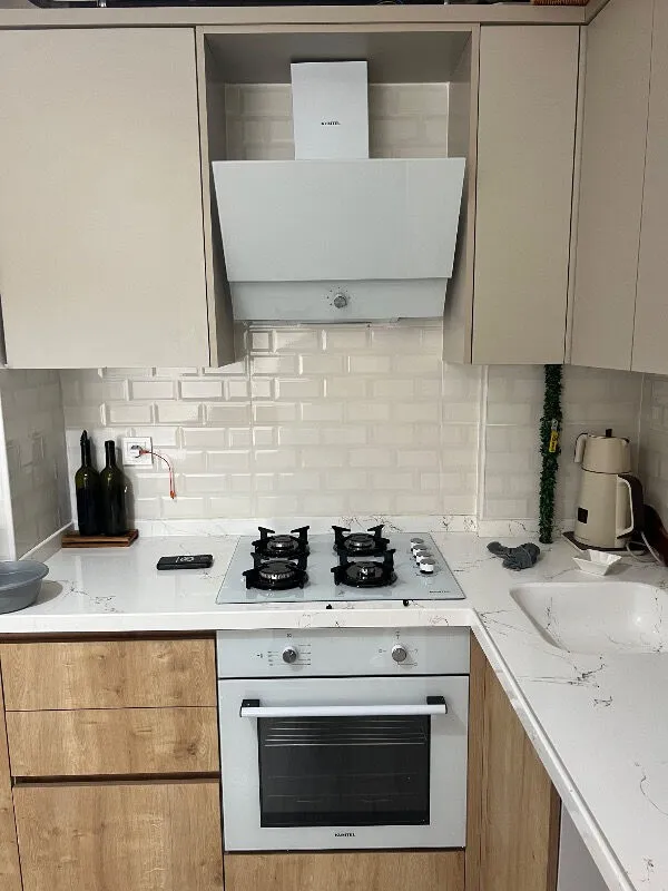 Kumtel Home Beyaz Cam Ankastre Set