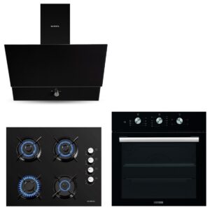 Kumtel Kristal Siyah Cam Ankastre Set (DA6-830 Davlumbaz + KO-40 TAHDF Ocak + B66 - SF2 Fırın)