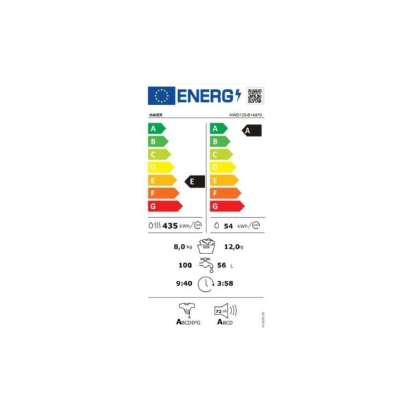 Haier HWD120-B14979-S 12 kg Yıkama 8 kg Kurutma 1400 Devir Kurutmalı Çamaşır Makinesi