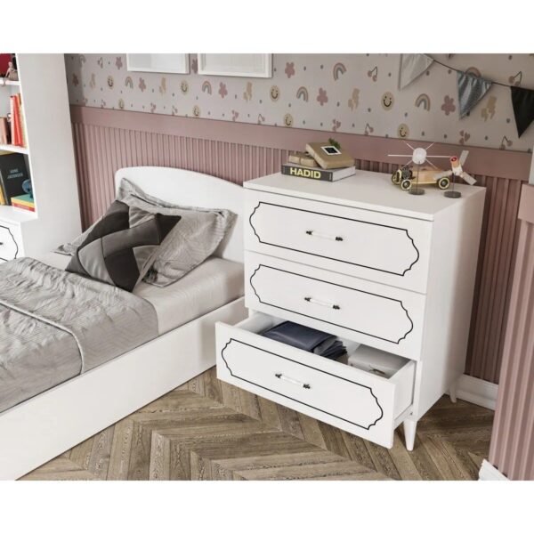 Kzn Home Hayal Modern Genç Odası Takımı Beyaz – 4 Parçalı ve Tamamı Mdf