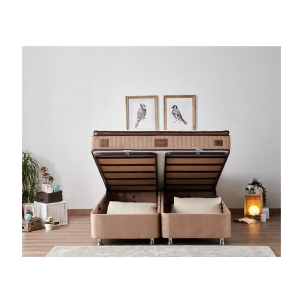 W. Cotton 140×190 cm Çift Kişilik Pedli Yatak Baza Başlık Takımı – Kumaş Baza, Başlık ve Yatak Seti