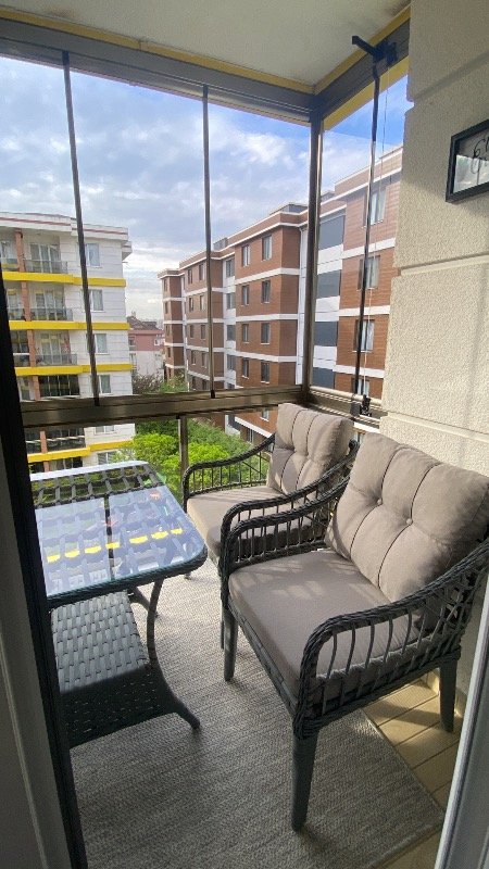 Kaş 2+1+1+Sehpa Bahçe Balkon Mobilyası,Gri Kumaş / Gri Rattan