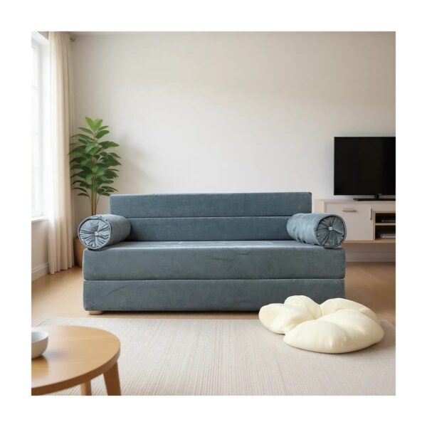 Minness Katlanır Koltuk Yataklı Açık Gri Mikrofiber Kumaş 120*200 cm Ergonomik Tasarım