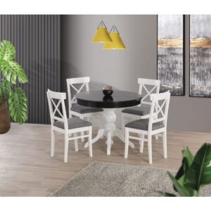 Yuvaset Home Uyar Siyah 4 Adet Alaçatı Sandalye 100*100+30 Fiskos Açılabilir Lake Masa Takımı
