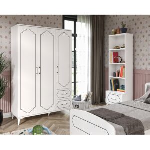 Kzn Home Hayal Modern Genç Odası Takımı Beyaz - 4 Parçalı ve Tamamı Mdf