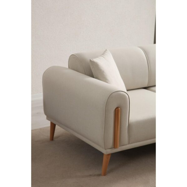 Ak Sofa Leon Köşe Koltuk Sağ Köşe Koltuk Açık Krem Renk Yumuşak Oturum 250×170 cm Gürgen ve Keten Malzeme
