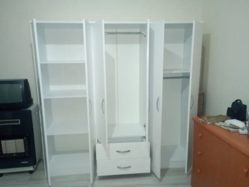 Metalia 6 Kapılı Beyaz Gardırop Suntalam Malzemeden 2 Çekmeceli Modern Tasarım