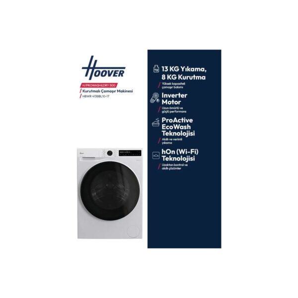 Hoover Hbwr 4138BL10-17 13 kg Yıkama 8 kg Kurutma Wi-Fi Bağlantılı 1400 Devir Çamaşır Makinesi