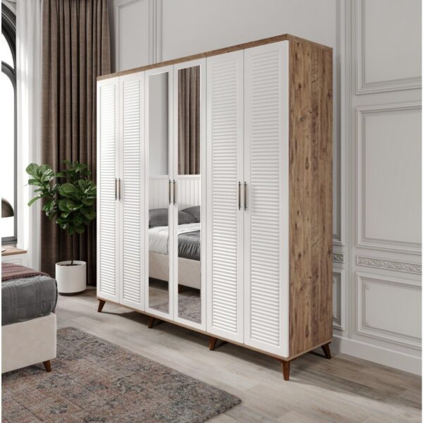 Macera Mobilya Paris 6 Kapaklı Komple Mdf Beyaz Yatak Odası Takımı