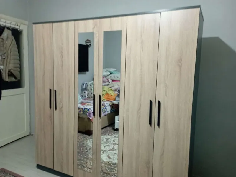 Metalia Gm 088 6 Kapılı Aynalı Sonomo – Antrasit Gri Siyah Kulplu Gardırop