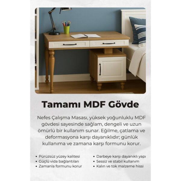 Kids Nefes Çalışma Masası | MDF | Genç Odası – Çocuk Odası İçin Modern ve Dayanıklı Çalışma Masası