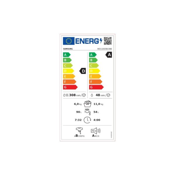 Samsung WD11DG5B15BE 1400 Devir 11 kg / 6 kg Kurutmalı Çamaşır Makinesi