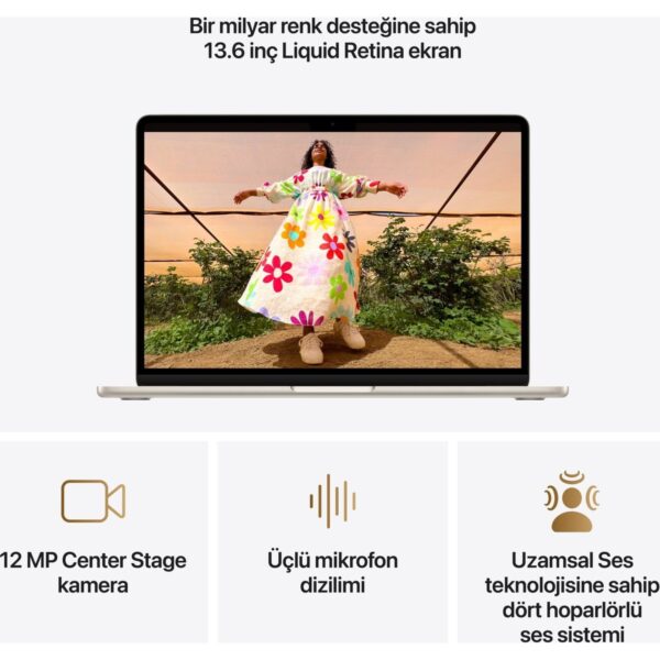 Apple MacBook Air M5 16GB 512GB SSD macOS 13″ Taşınabilir Bilgisayar Yıldız Işığı MDHA4TU/A