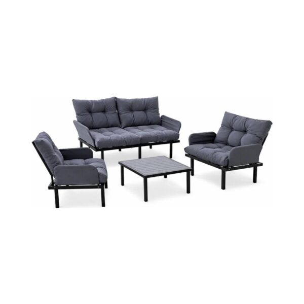 Modüler Metal Bahçe Takımı Füme 2+1+1 Koltuk ve Sehpa ile Şık Dış Mekan Kullanımı 1636